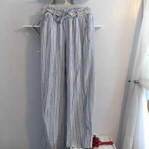 Paper bag flowy cotton pants